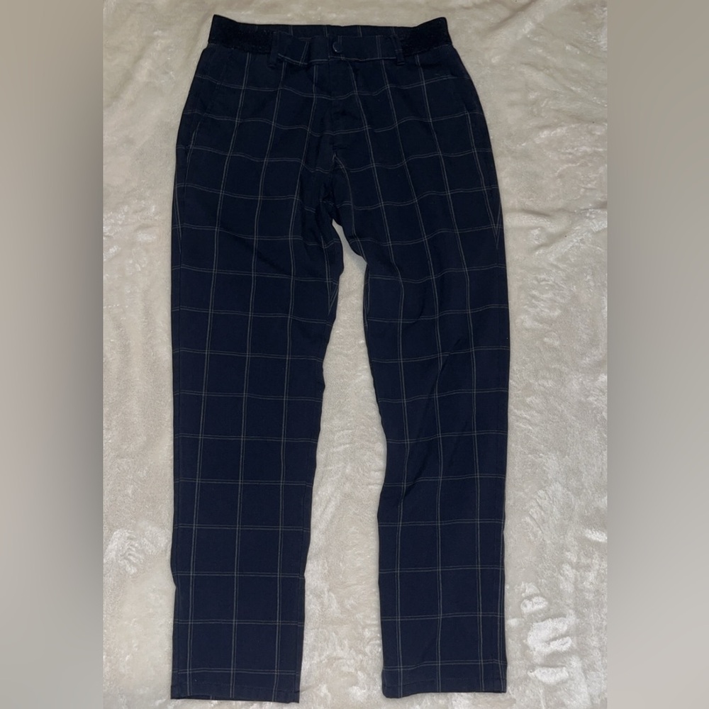 Men's Navy Checkered Slacks